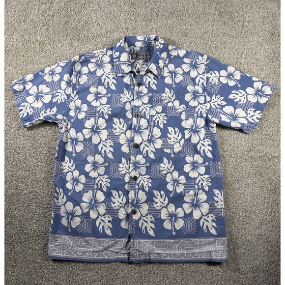 Point Zero Other - Point Zero Mens Hawaiian Shirt XL Blue Floral Hibiscus Short Sleeve Cotton
